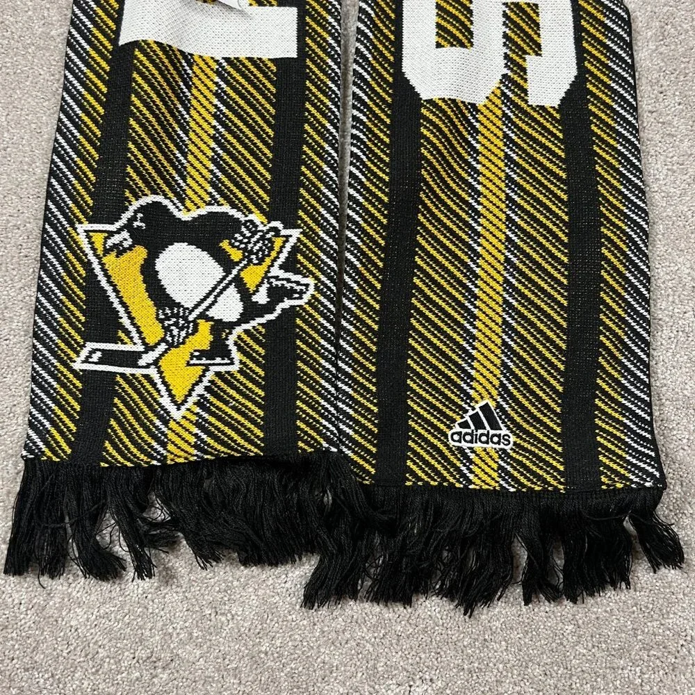 Adidas Unisex One Size Yellow Black Pittsburgh Penguins NHL Hockey Scarf NWT‎